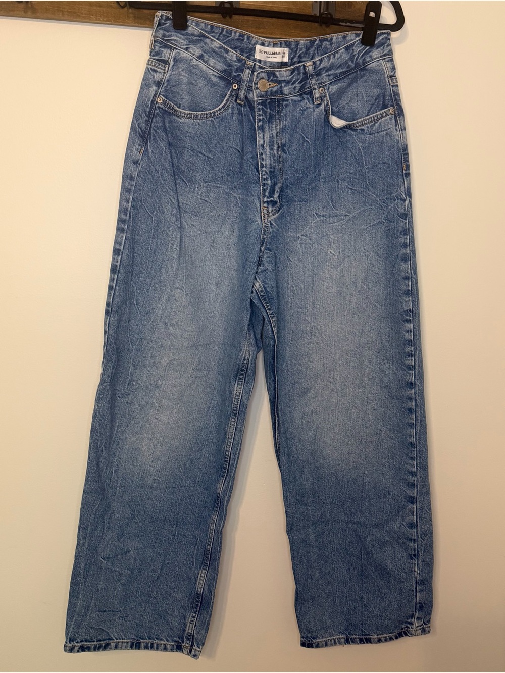 Pull&Bear Women’s Size 4 Blue High Rise Wide‎ Leg Baggy Jeans Y2K